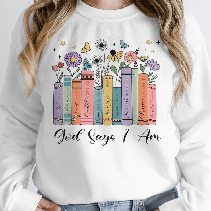 God Says I Am Floral Book Cute Christian Girl Teen Religious Unisex Sweatshirt God Says I Am Floral Book Cute Christian Girl Teen Religious Unisex Sweatshirt