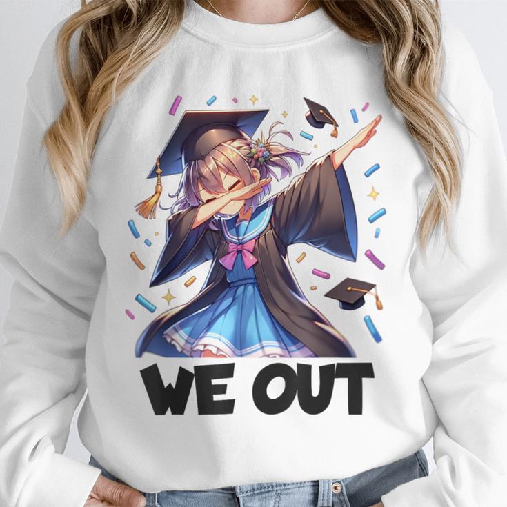 We Out Graduate Dabbing Anime Girl Grad Graduation Unisex Sweatshirt