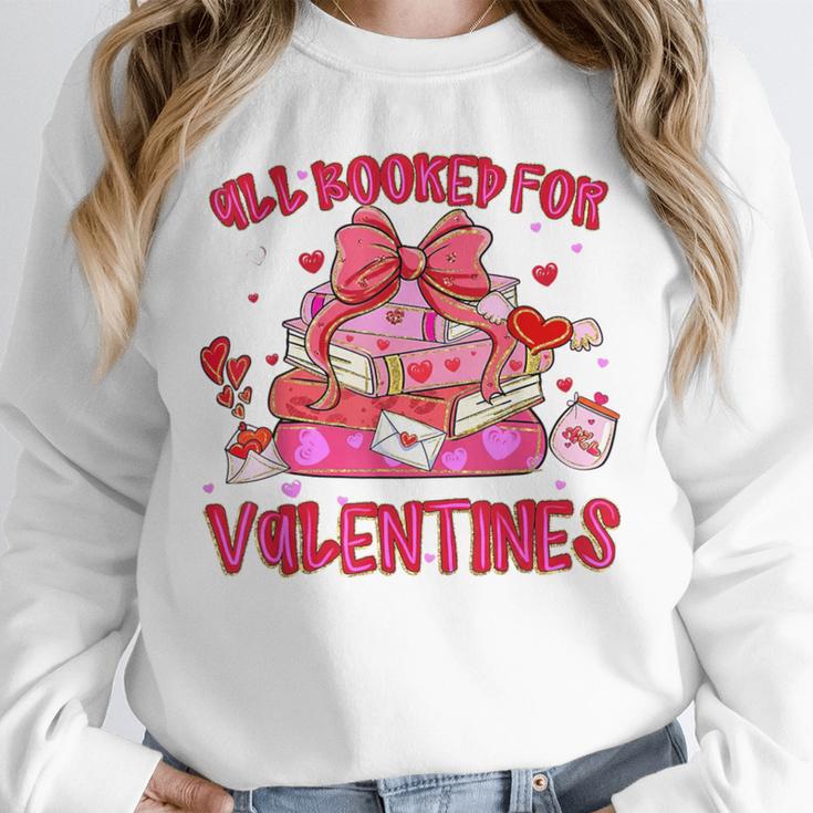 Groovy All Booked For Valentines Books Pink Coquette Bow Unisex Sweatshirt