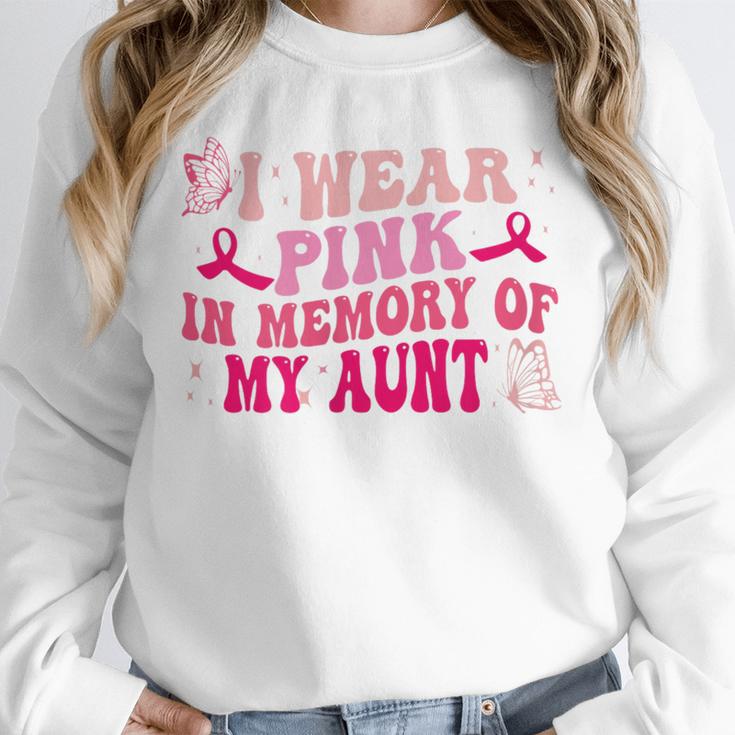 Groovy I Wear Pink In Memory Of My Aunt Breast Cancer Back Unisex Sweatshirt Groovy I Wear Pink In Memory Of My Aunt Breast Cancer Back Unisex Sweatshirt