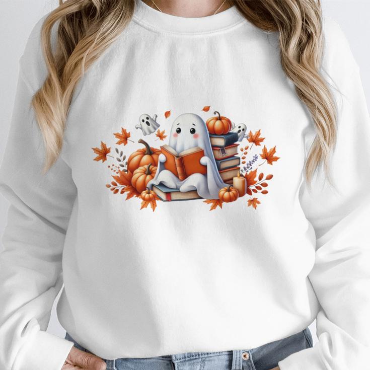 Halloween Book Lover Ghost Witch Books & Pumpkins Unisex Sweatshirt