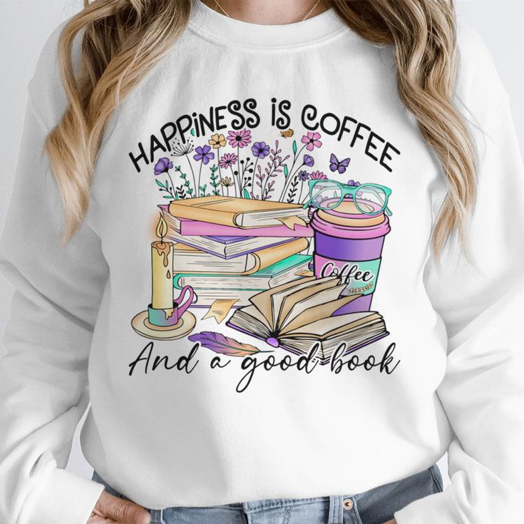 Happiness Is Coffee And a Good Book Women Love Reading Book Unisex Sweatshirt