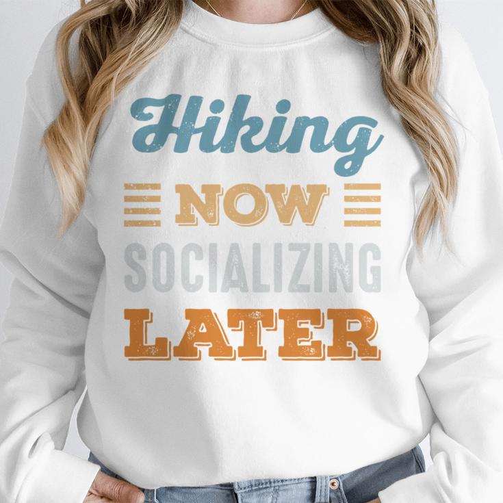 Hiking Now Minimal Socializing Introvert Vintage Unisex Sweatshirt Hiking Now Minimal Socializing Introvert Vintage Unisex Sweatshirt