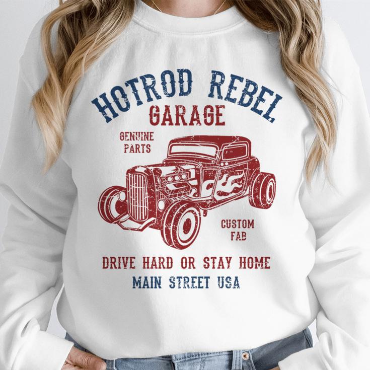 Hotrod Rebel Automotive Nostalgia Old Car Distressed Premium Tri-Blend Unisex Sweatshirt