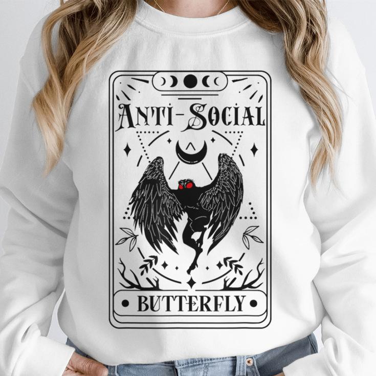 Introvert Apparel Emporium Mothman Tarot Card Antisocial Butterfly Cryptozoologist -Adults Grey Unisex Sweatshirt