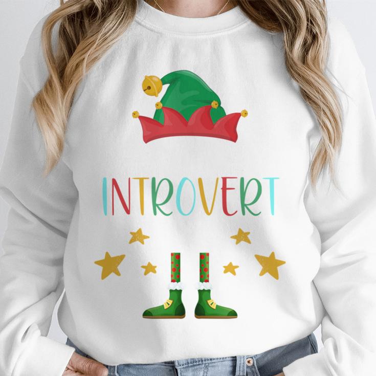 The Introvert Elf Christmas Family Matching Fun Xmas Top Unisex Sweatshirt