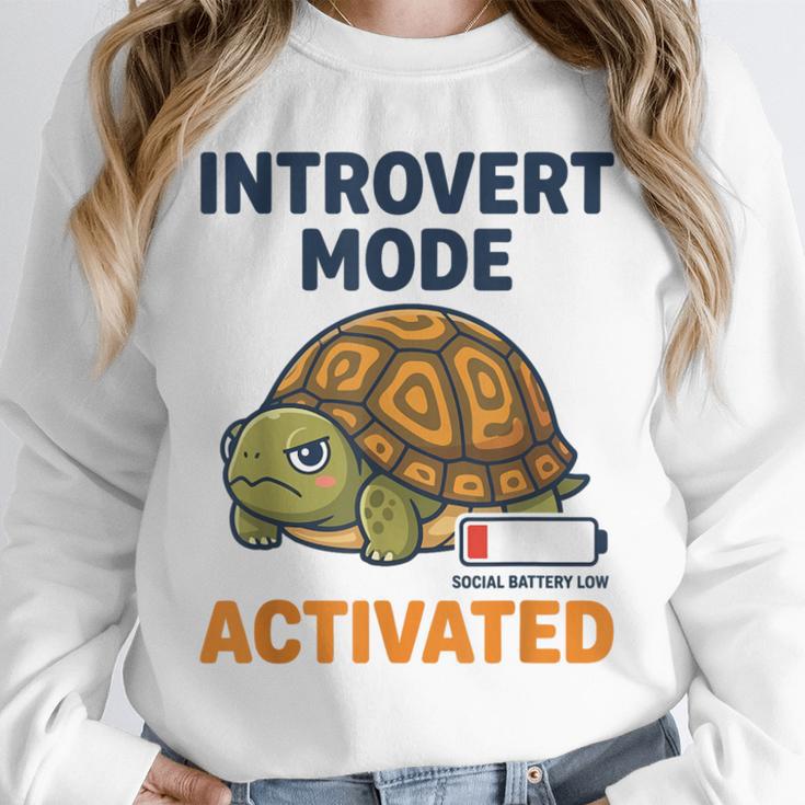 Introvert Mode Activated Low Social Battery Box Turtle Unisex Sweatshirt