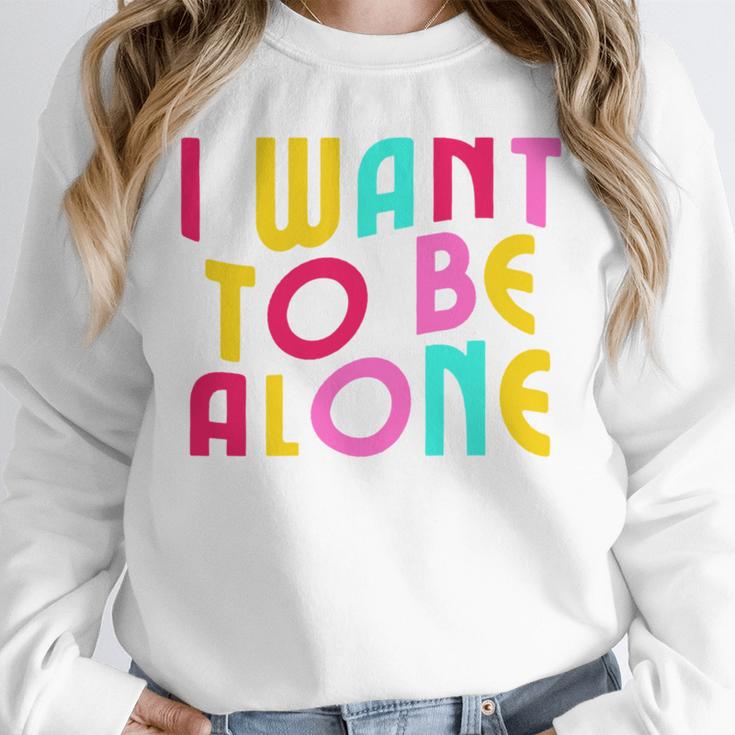 Introvert I Want To Be Alone Retro Wavy Unisex Sweatshirt