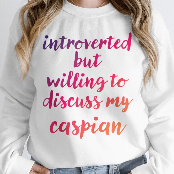 Introverted Willing To Discuss Caspian Introvert Unisex Sweatshirt