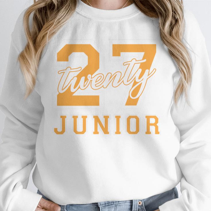 Junior Class 2027 Graduation Back To School Orange Letters Premium Tri-Blend Unisex Sweatshirt