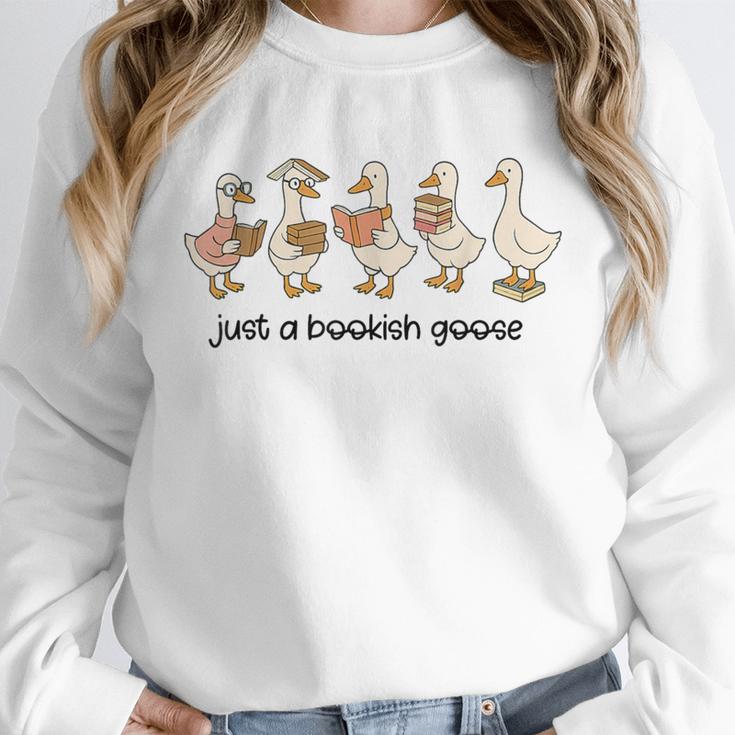 Just a Bookish Goose Cute Reading Geese For Book Fanatics Unisex Sweatshirt