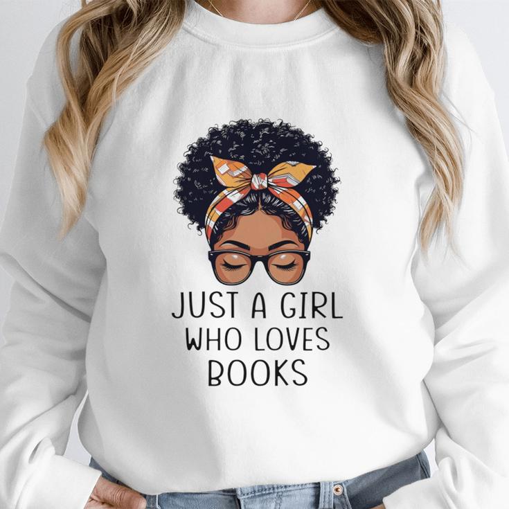 Just a Girl Who Loves Books Messy Bun Black Women Reading Unisex Sweatshirt Just a Girl Who Loves Books Messy Bun Black Women Reading Unisex Sweatshirt