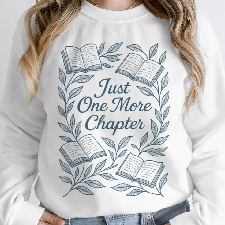 Just One More Chapter Blue Book Lover Reading Quote Unisex Sweatshirt