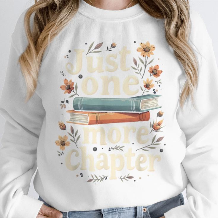 Just One More Chapter Book Reading Floral Teacher Book Lover Unisex Sweatshirt