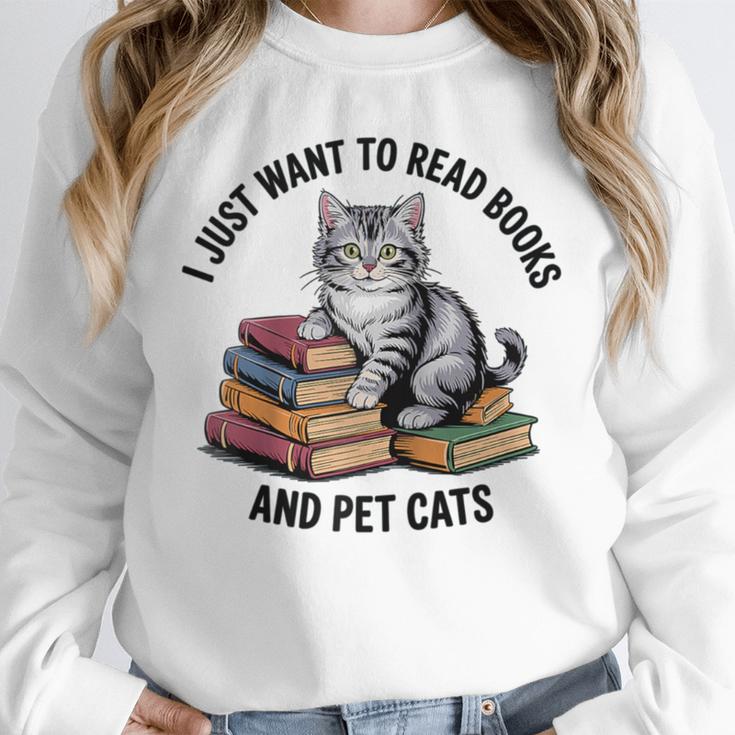 I Just Want To Read Books And Pet Cats Raglan Baseball Tee Unisex Sweatshirt I Just Want To Read Books And Pet Cats Raglan Baseball Tee Unisex Sweatshirt