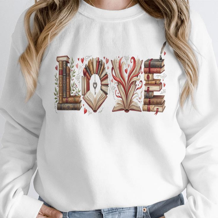 Librarian Reader Books Valentine Teacher Valentines Teach Unisex Sweatshirt