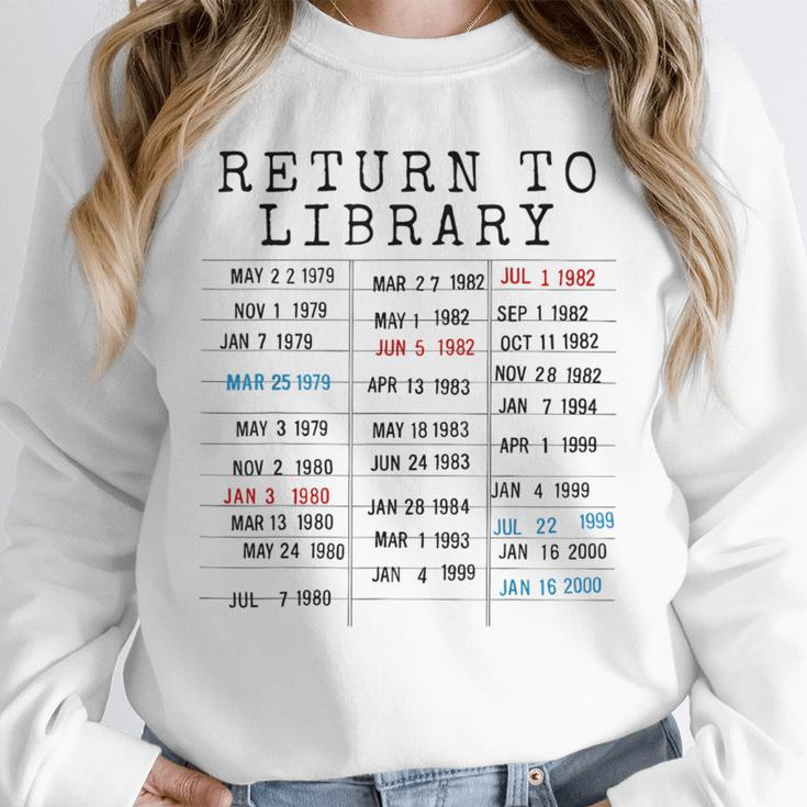 Library Card Due Date Stamp Book Lover Reading Vintage Read Unisex Sweatshirt