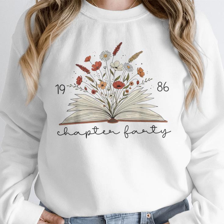 Life Chapter Forty 1986 Floral Book 40th Birthday Unisex Sweatshirt Life Chapter Forty 1986 Floral Book 40th Birthday Unisex Sweatshirt
