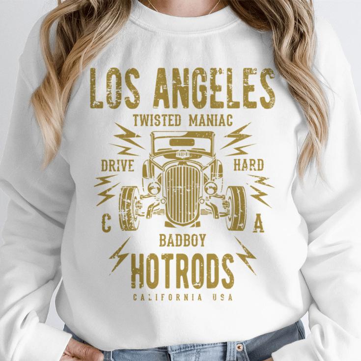 Los Angeles Hotrods Automotive Nostalgia Distressed Unisex Sweatshirt Los Angeles Hotrods Automotive Nostalgia Distressed Unisex Sweatshirt