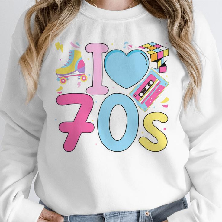I Love 70's Retro Style Nostalgia Vibe 1970's Party Premium Tri-Blend Unisex Sweatshirt