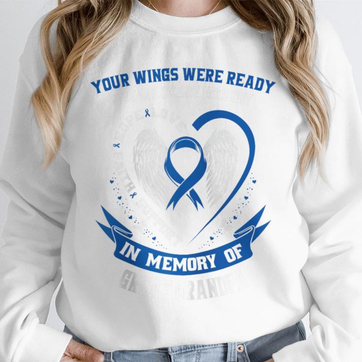 In Memory Of Great Grandpa Colon Cancer Awareness Memorial Raglan Baseball Tee Unisex Sweatshirt