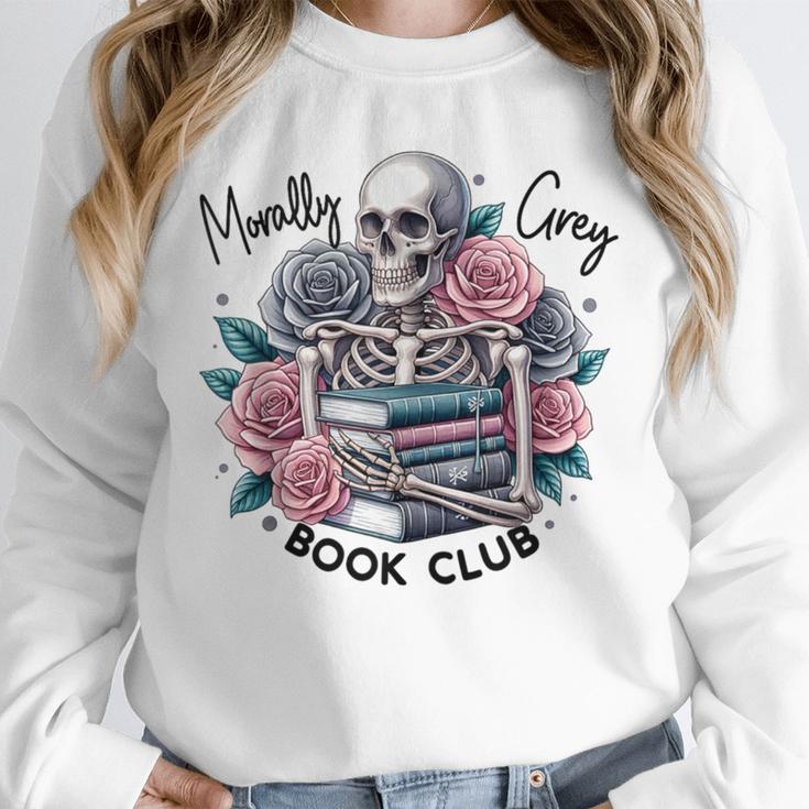 Morally Grey Skeleton Reading Smut Smutty Spicy Books Lover Unisex Sweatshirt