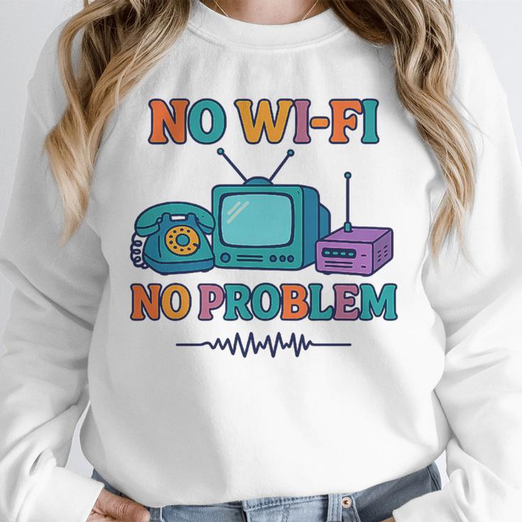No Wi-Fi No Problem – Retro Dial Up Tech Nostalgia Premium Tri-Blend Unisex Sweatshirt