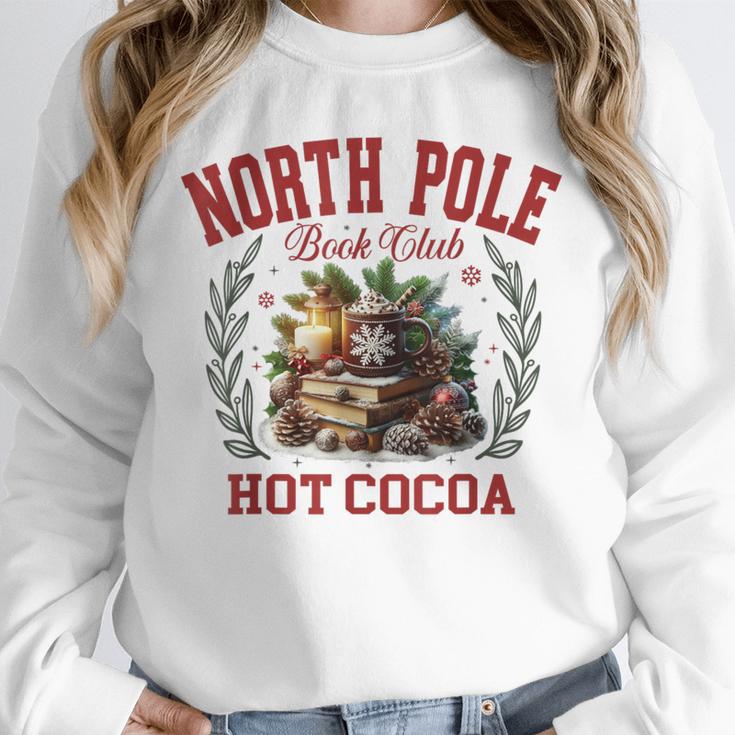 North Pole Book Club Hot Cocoa Bookworm Christmas Xmas Unisex Sweatshirt