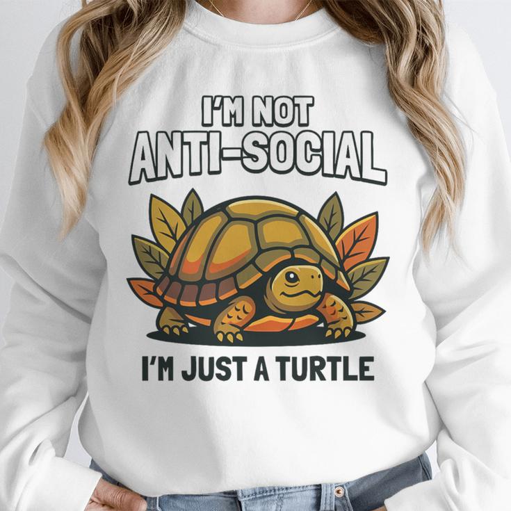 Not Anti Social Im Just A Turtle Sarcastic Introvert Humor Premium Tri-Blend Unisex Sweatshirt