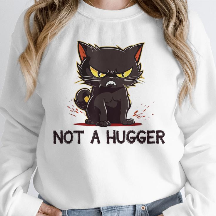 Not A Hugger Tee Angry Cat Sarcastic Cute Introvert Unisex Sweatshirt