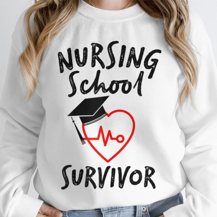 Nursing School Survivor Women Graduation RN Gift Shirt Unisex Sweatshirt