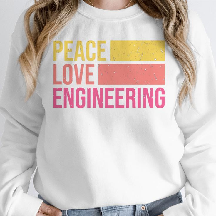 Peace Love Engineering Engineer School Graduation Retro Unisex Sweatshirt