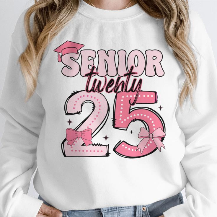 Pink Coquette Bow Senior 2025 Back To School Graduation Girl Unisex Sweatshirt