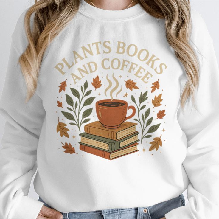 Plants Books And Coffee Nature Leaves Reading Book Lover Premium Tri-Blend Unisex Sweatshirt