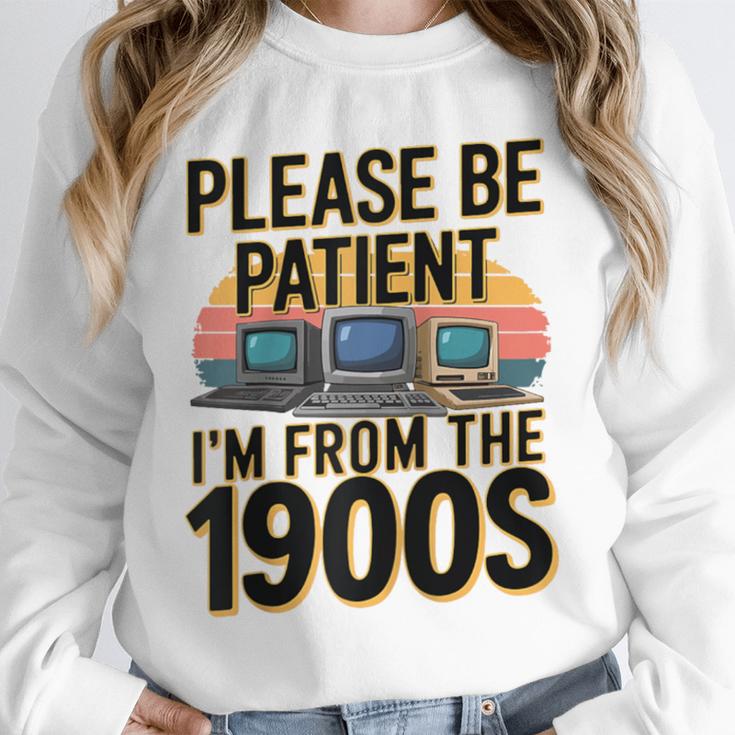 Please Be Patient I'm From The 1900s Retro Computer Raglan Baseball Tee Unisex Sweatshirt