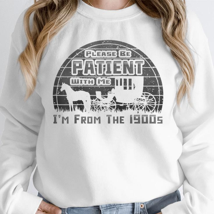 Please Be Patient With Me I'm From The 1900s Vintage Retro Raglan Baseball Tee Unisex Sweatshirt