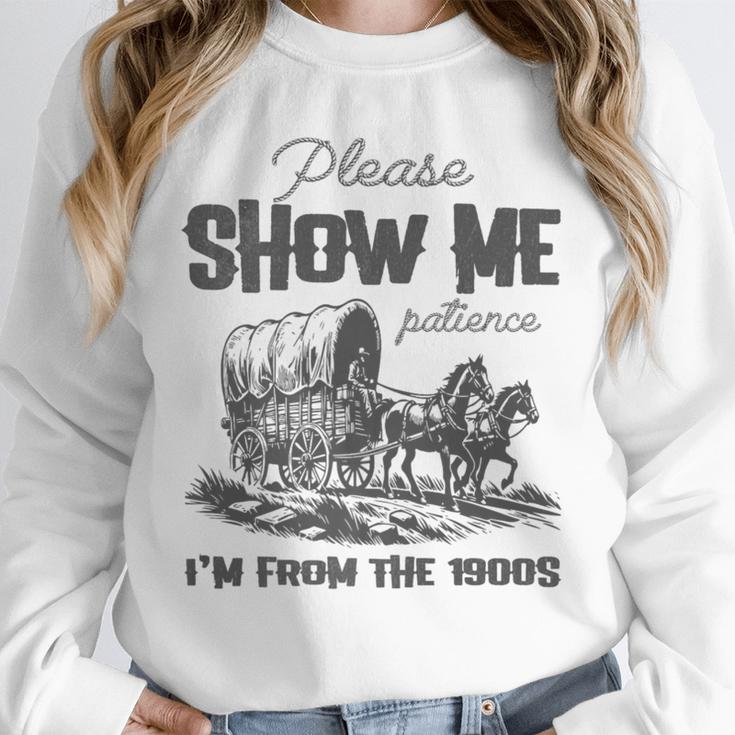 Please Show Me Patience I'm From The 1900s Vintage Horse Premium Unisex Sweatshirt