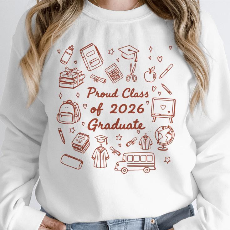 Proud Class Of 2026 Graduate Doodle Senior Graduation Premium Tri-Blend Unisex Sweatshirt