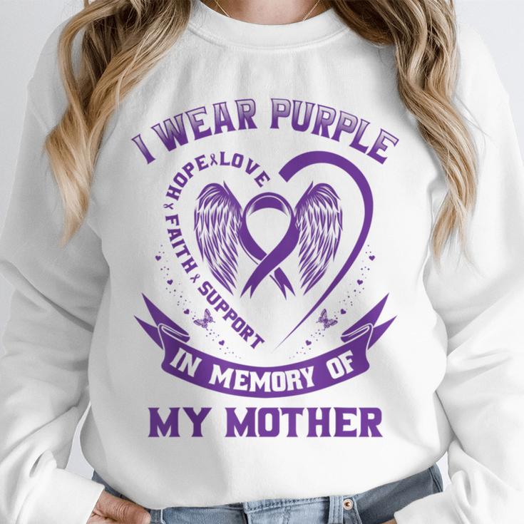 Purple In Memory Of Mother Mom Pancreatic Cancer Awareness Unisex Sweatshirt