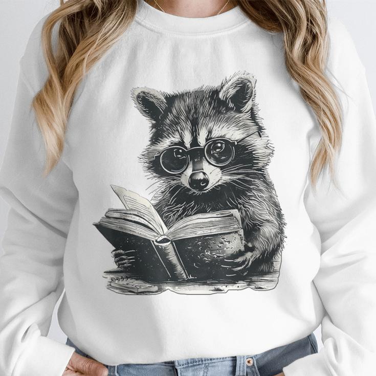 Raccoon With Book Cute Raccoons Reading Books Unisex Sweatshirt