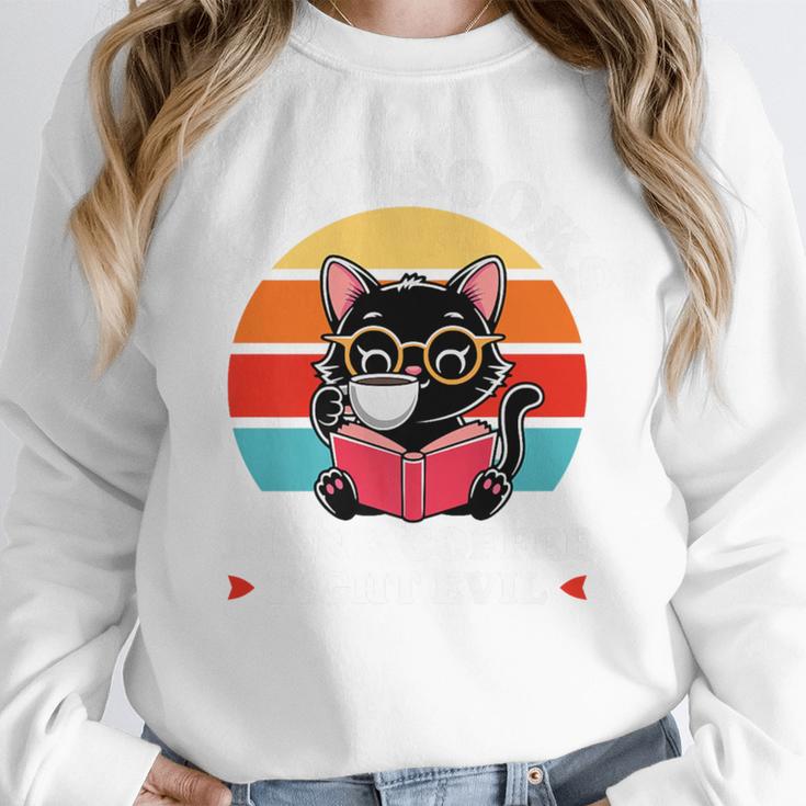 Read Books Drink Coffee Fight Evil Cat Premium Unisex Sweatshirt