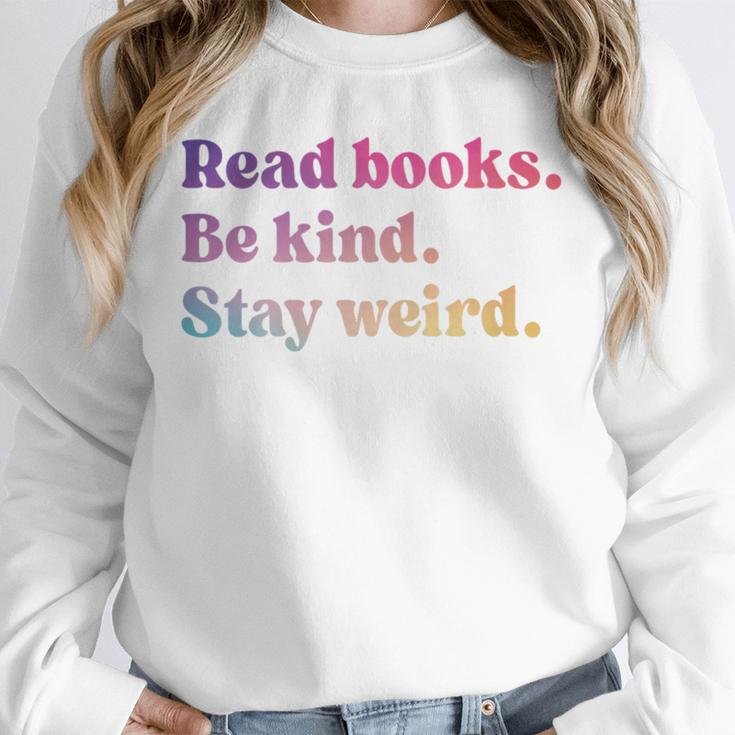 Read Books Be Kind Stay Weird Book Lover Premium Tri-Blend Unisex Sweatshirt