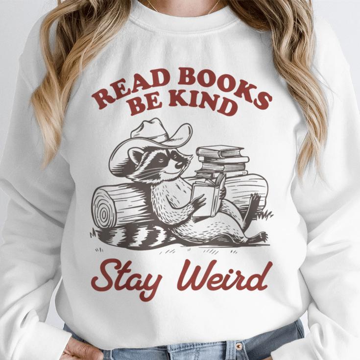 Read Books Be Kind Stay Weird Bookish Cowboy Reading Raccoon Unisex Sweatshirt Read Books Be Kind Stay Weird Bookish Cowboy Reading Raccoon Unisex Sweatshirt