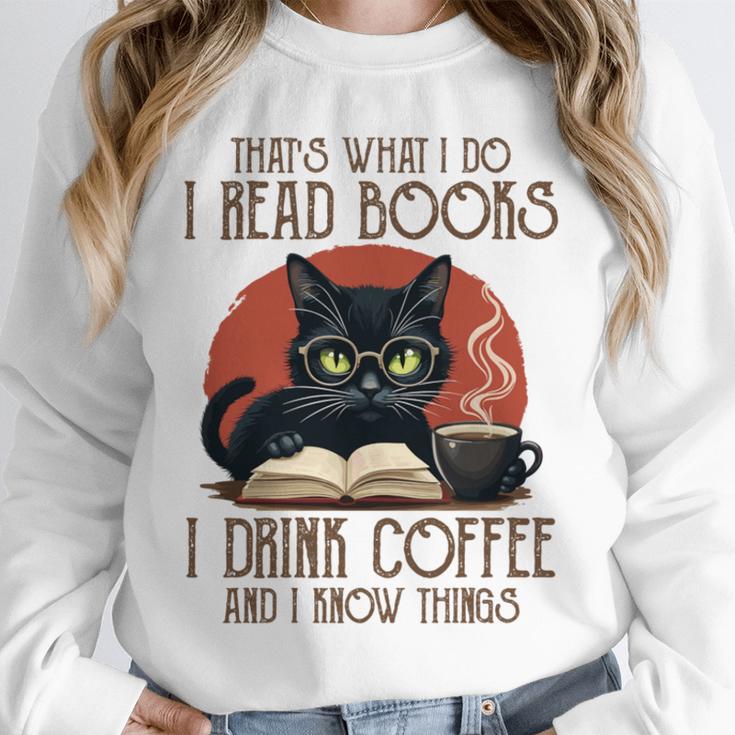 i Read Books And i Know Things Cat Reading Coffee Unisex Sweatshirt i Read Books And i Know Things Cat Reading Coffee Unisex Sweatshirt