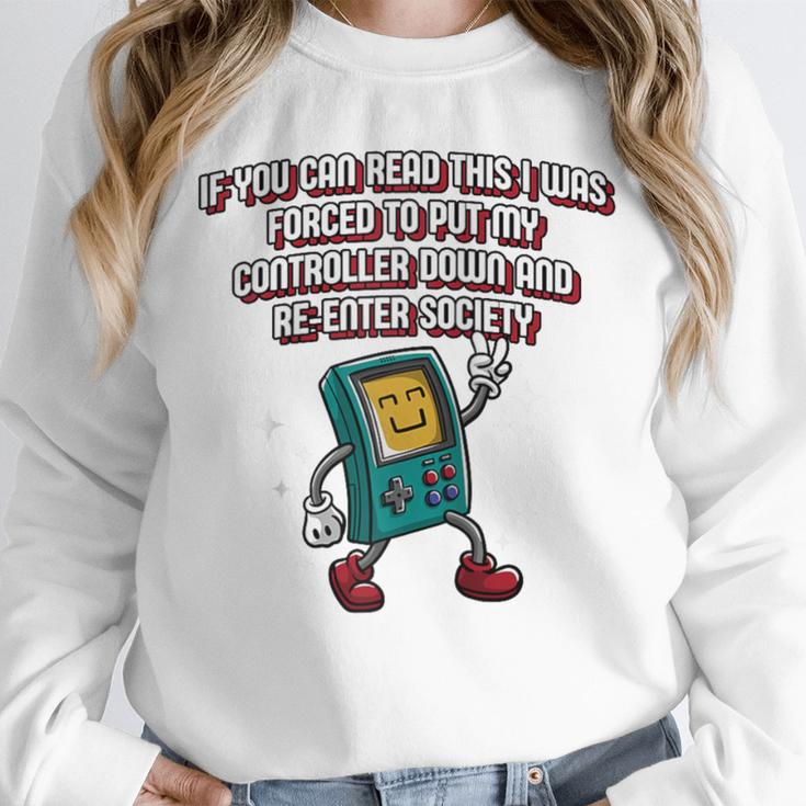 If You Can Read This Gamer Humor Gaming Introvert Raglan Baseball Tee Unisex Sweatshirt