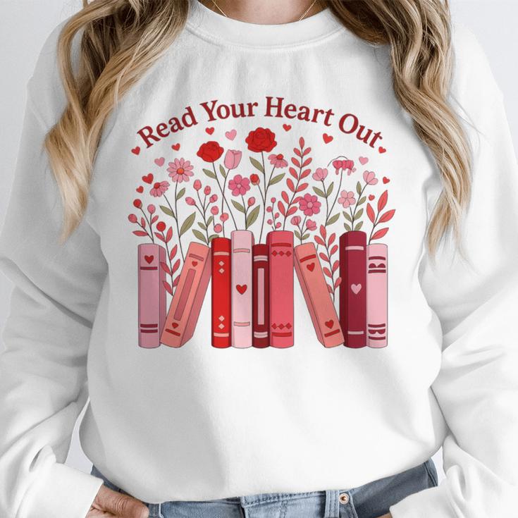 Read Your Heart Out Teacher Valentines Day Reading Book Unisex Sweatshirt