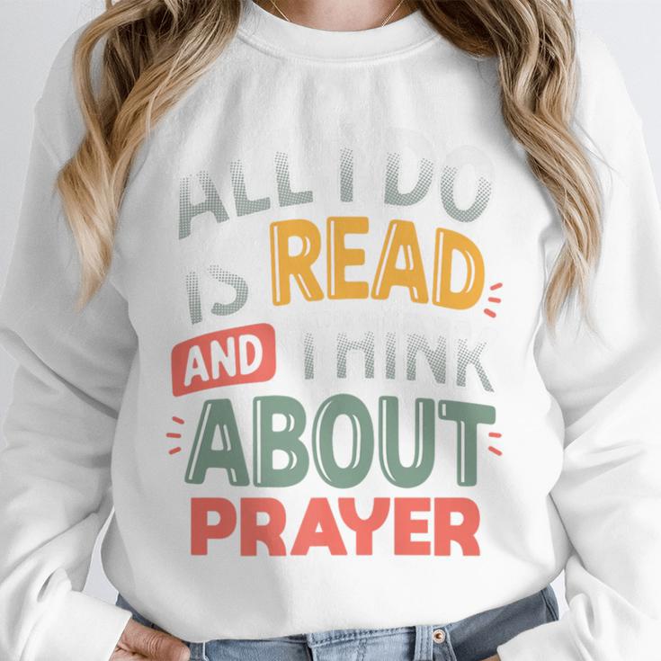 Read And Think About Prayer Faith & Book Lover Premium Unisex Sweatshirt