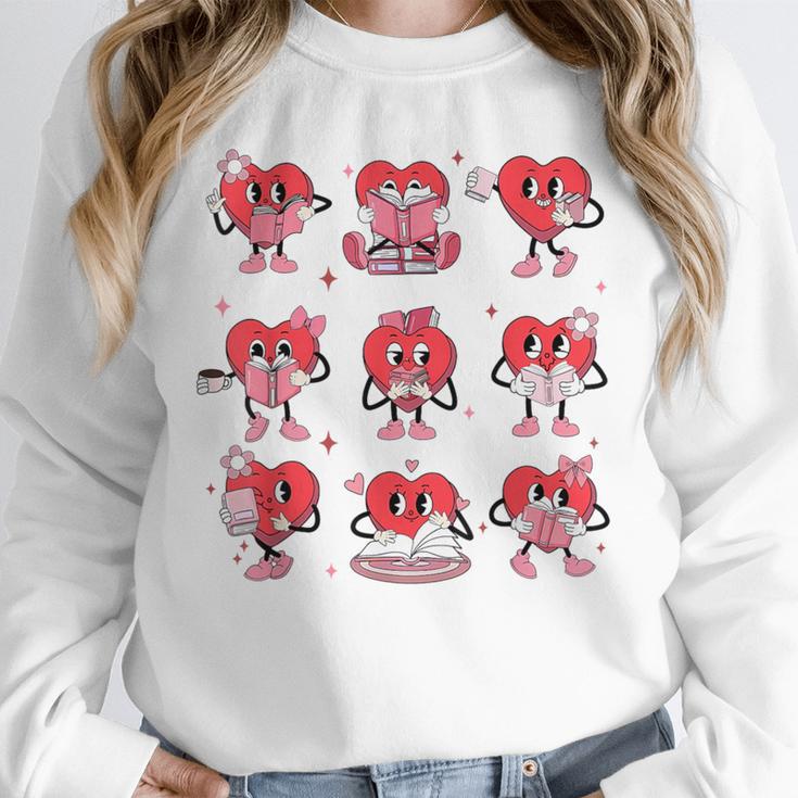 Reading Heart Book Valentines Day Teacher Women Girl Unisex Sweatshirt