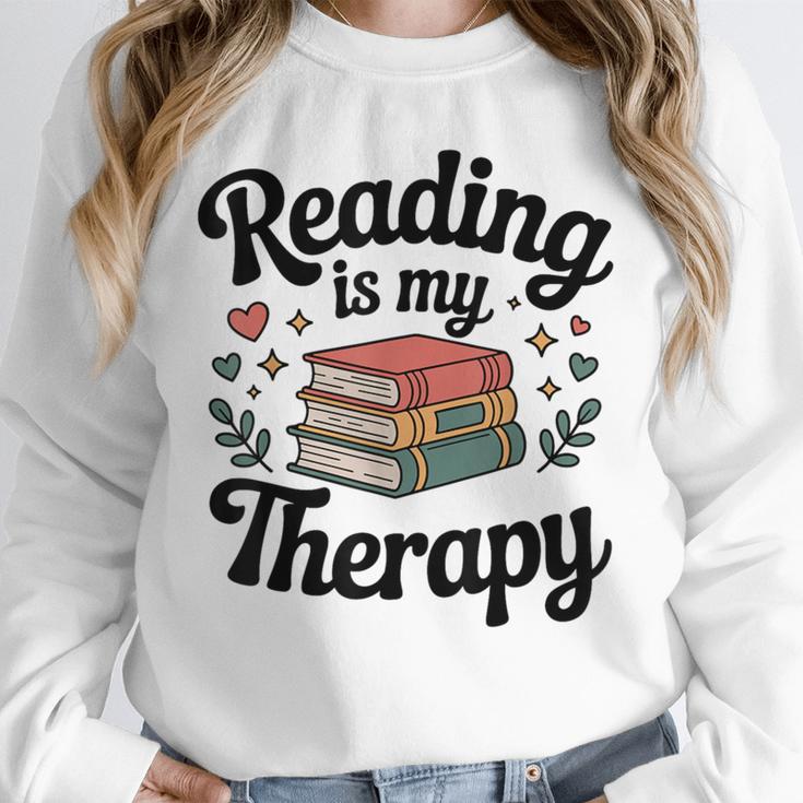 Reading Is My Therapy Book Lover Bookworm Unisex Sweatshirt