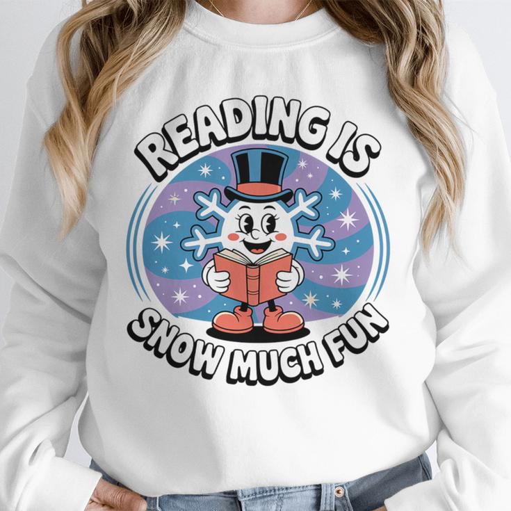 Reading Is Snow Much Fun Snowflake Book Lovers Winter Theme Premium Tri-Blend Unisex Sweatshirt
